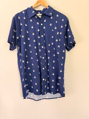 Tipsy Elves Regal Eagle 🦅 🇺🇸 Patriotic Navy Short-Sleeve Button-Down Shirt